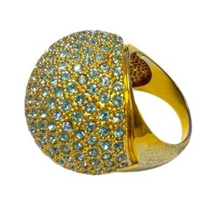 Baby Blue Crystal Pave Cocktail Ring - Size 7 (?)